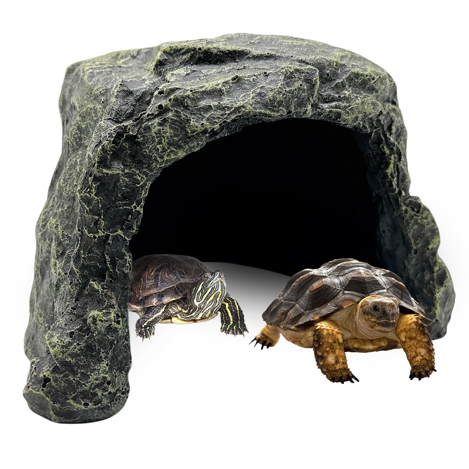 Photo 1 of BNOSDM Reptile Hideout,Large Tortoise Hide Cave,Resin Rock,Bearded Dragon Hideaway,Turtle Basking Platform,Reptiles Habitat Decor Tank Accessories for Lizards Gecko Snakes Chameleon Frogs