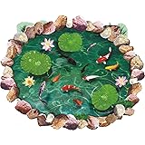 Colorful Fishes with Lotus and Leafs in Green Water, 3D,Peel and Stick, PVC Vinyl, Easy to use, (Multicolor) Size :- 59 cm X 45 cm, Pack of 1, Brand :- Jump up