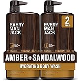 Every Man Jack Nourishing Amber + Sandalwood Mens Body Wash for All Skin Types - Cleanse, Nourish, and Hydrate Skin with Naturally Derived Coconut, Glycerin - 33.8 fl oz - 2 Bottles