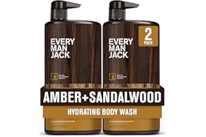 Every Man Jack Nourishing Amber + Sandalwood Mens Body Wash for All Skin Types - Cleanse, Nourish, and Hydrate Skin with Naturally Derived Coconut, Glycerin - 33.8 fl oz - 2 Bottles