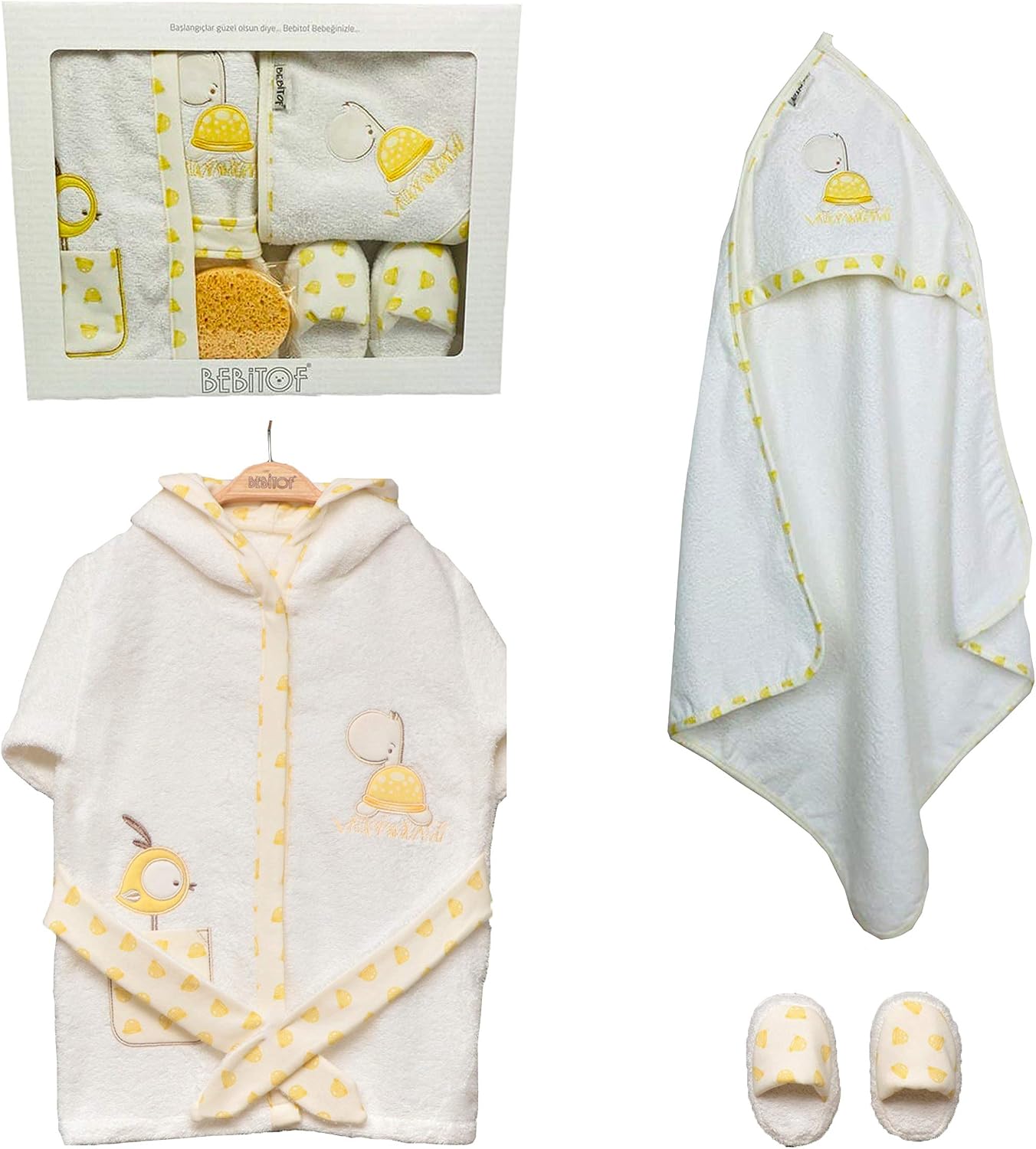 Baby Gifts Baby Boy Girl Unisex for 0-3 Years. 4 Piece Baby Bath Gift Set: Baby Hooded Towel