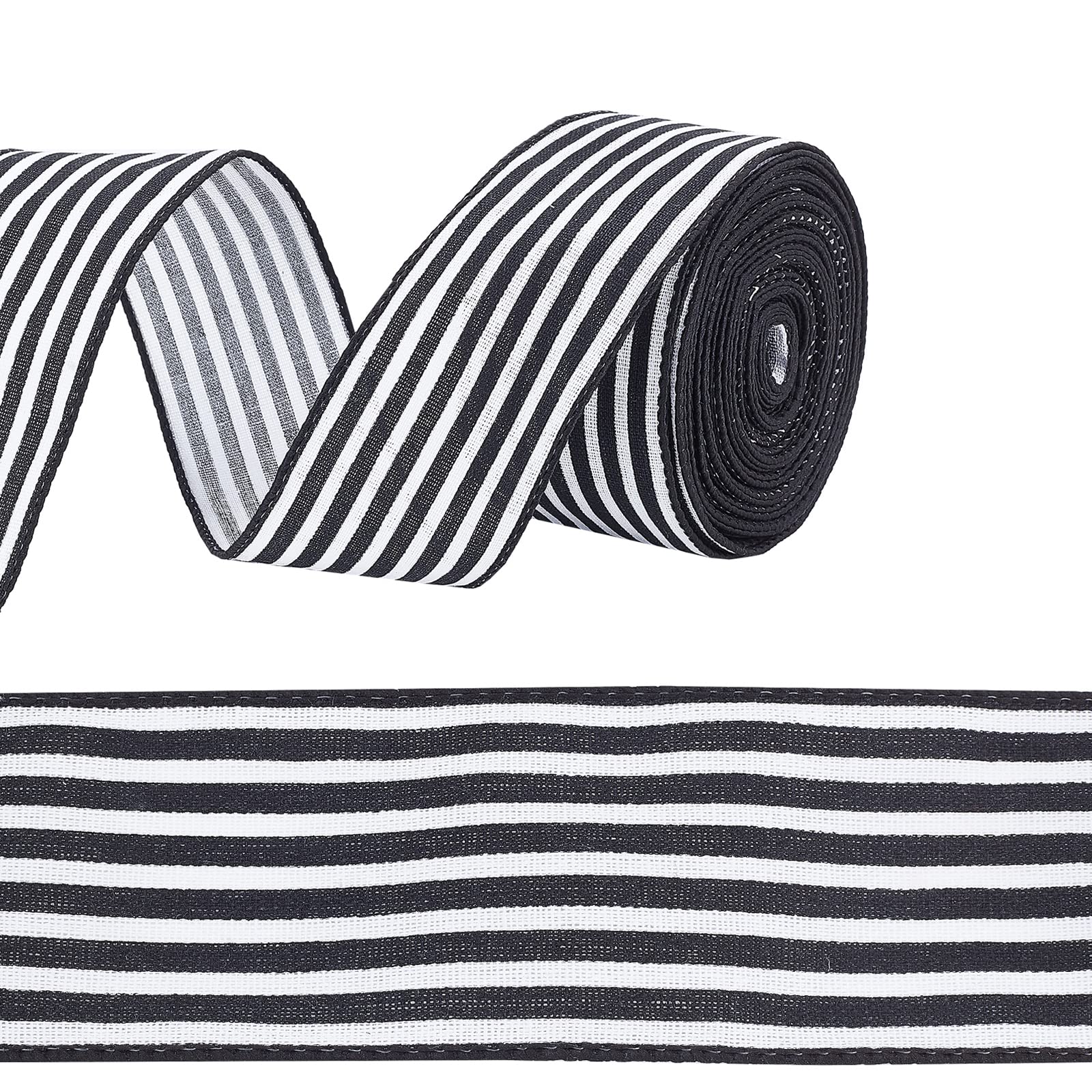 PH PandaHall 10.9m Black and White Striped Ribbon, 6.2m Wide Stripe Ribbon Candy Cane Ribbons Craft Wrapping Striped Ribbons Roll for Gift Wrapping DIY Crafts Sewing Christmas Decor