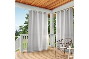 TOWN & COUNTRY BASICS Cabana Solid Heavyweight Indoor Outdoor Curtains, Light Filtering Opacity with Grommet Top, Water Repellent, 2-Pack Set, 54"x96", Cloud Grey