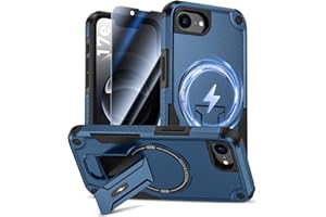 Goton for iPhone 16e Case with Privacy Tempered Glass Screen Protector, Compatible with MagSafe, Invisible Kickstand, Shockpr