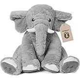 Elephant Weighted Stuffed Animals 5 lbs 16 inches Gray, Large Weighted Elephant Plushie Cuddly Pillow Gift for Kids & Adults
