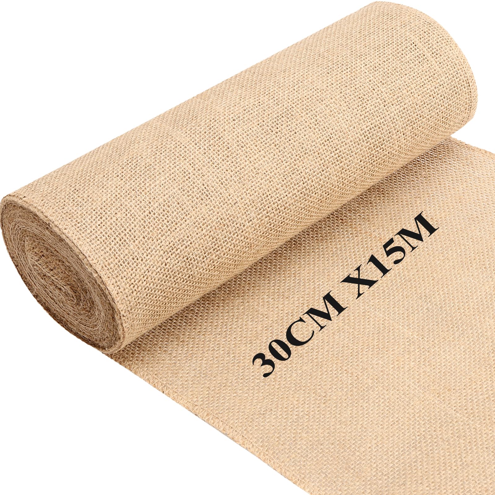 ZOENHOU 30CM x 15M Hessian Fabric, Burlap Jute Sack, Table Runners for Table Decoration, Party, Craft