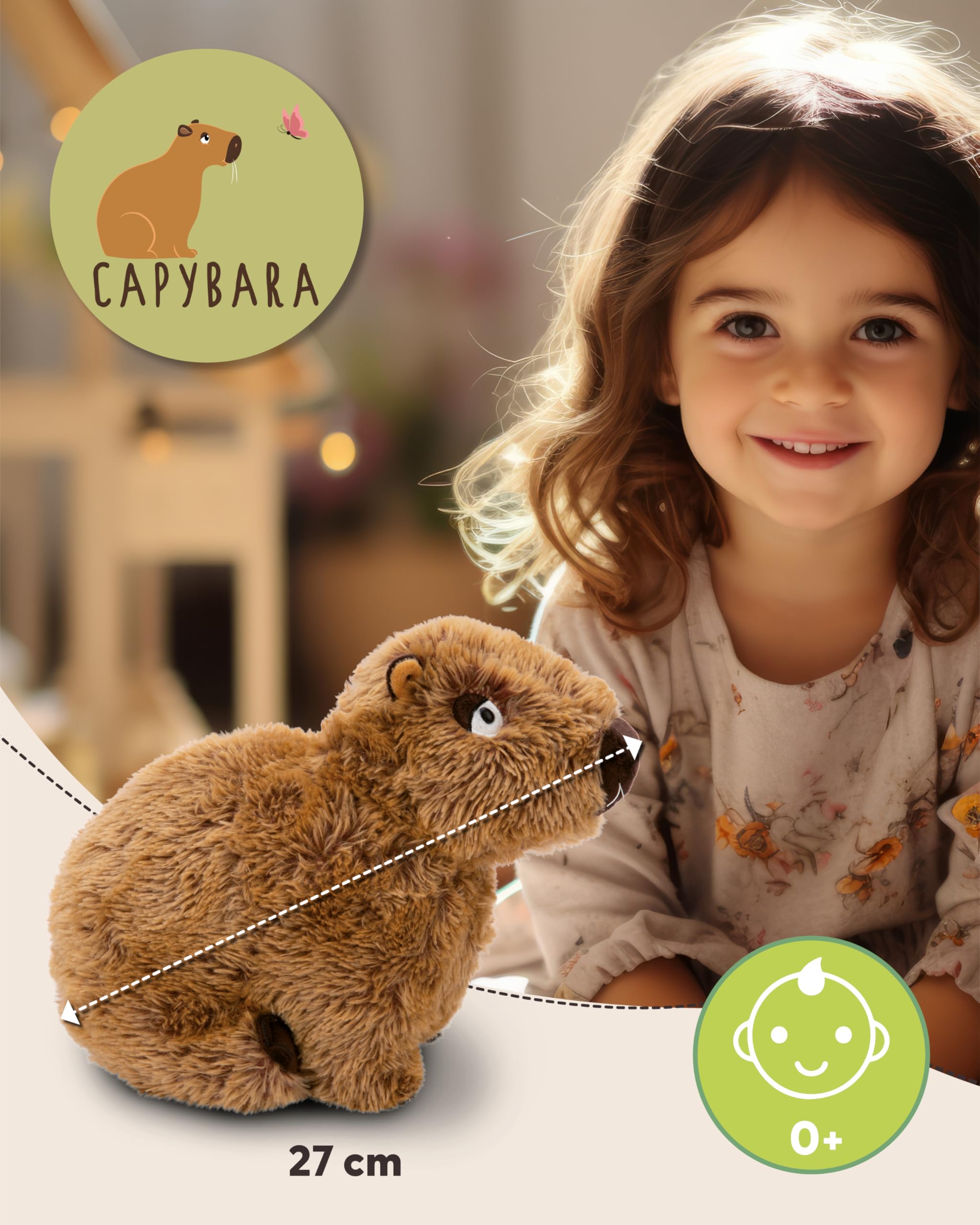 NICI Capybara Kuscheltier Capy-Barbara 27cm sitzend - Niedliches Stofftier zum Kuscheln und Spielen, Capybara Plüschtier für Schmusetierliebhaber - 61223, Braun 2
