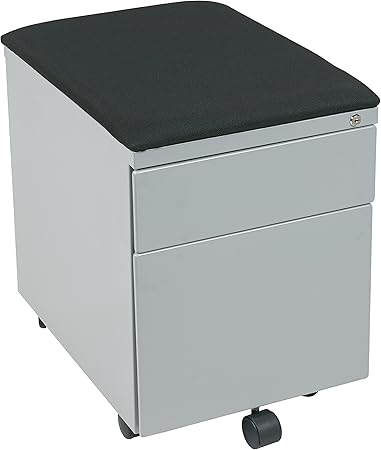 Amazon Com Osp Home Furnishings Mobile File With Padded Seat Grey Furniture Decor