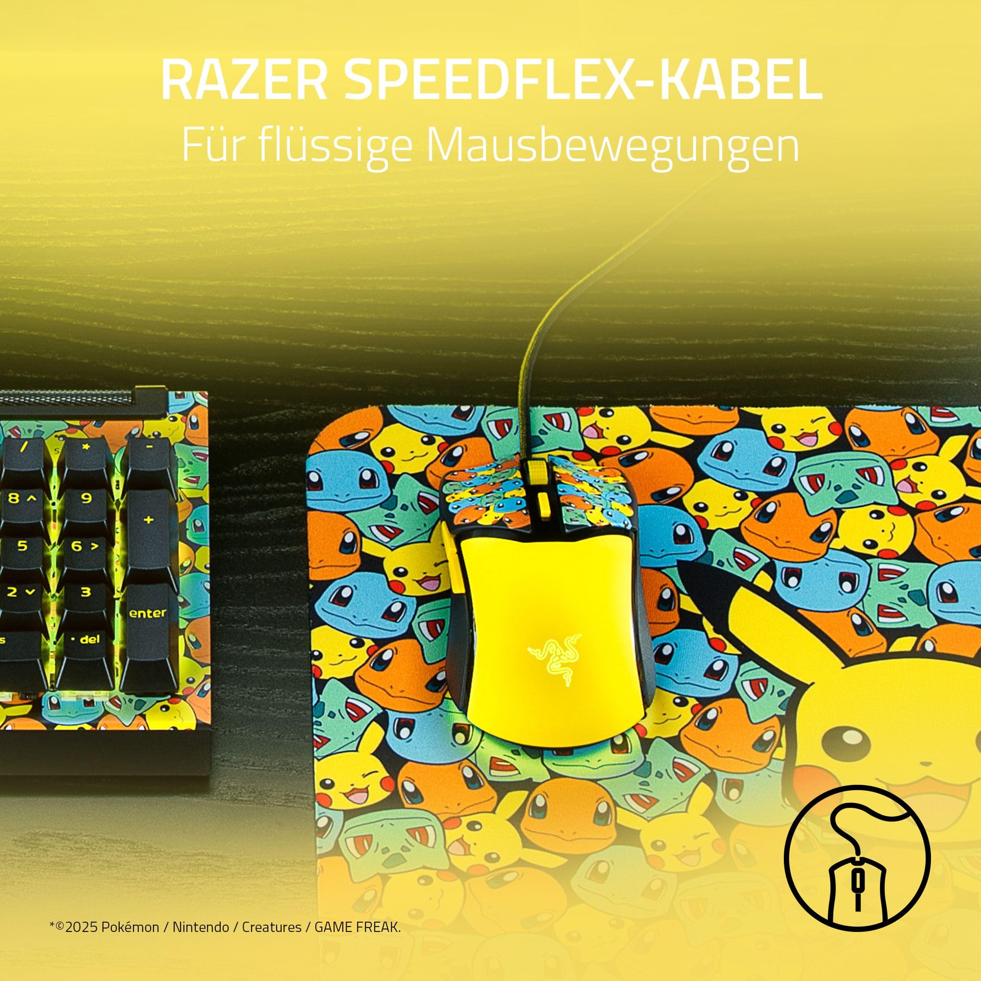Razer Cobra Pokémon Edition - Leichte kabelgebundene Gaming-Maus - 8500 DPI Sensor - 58g - optische Mausschalter 3th Gen - Chroma-Beleuchtung mit Gradient Underglow - Speedflex-Kabel | Pokémon Kanto 6