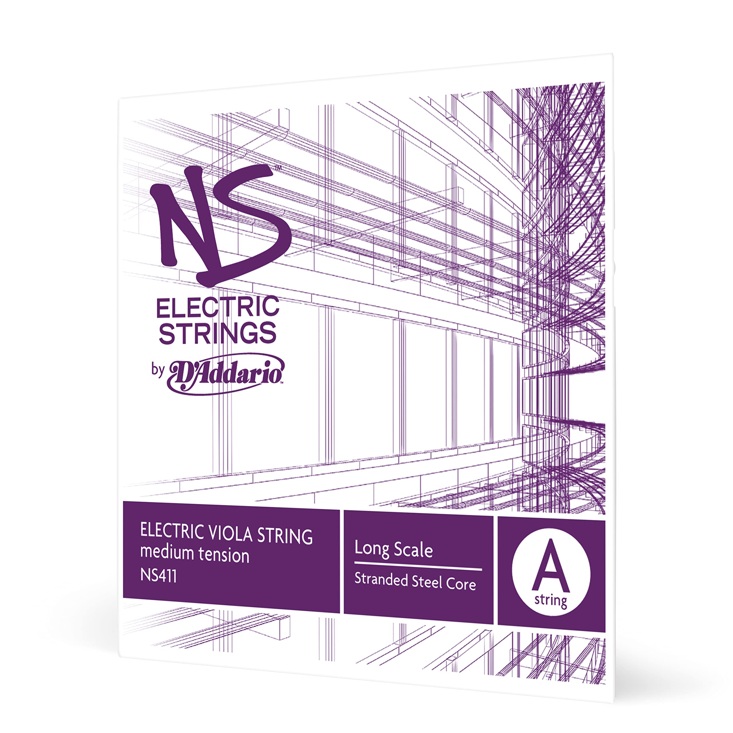 D'Addario NS Electric Long Scale Medium Tension Single A String for Viola