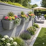 CASARIA Set of 2 Flower Boxes Weatherproof Poly Rattan 60x20x19cm Grey view 5