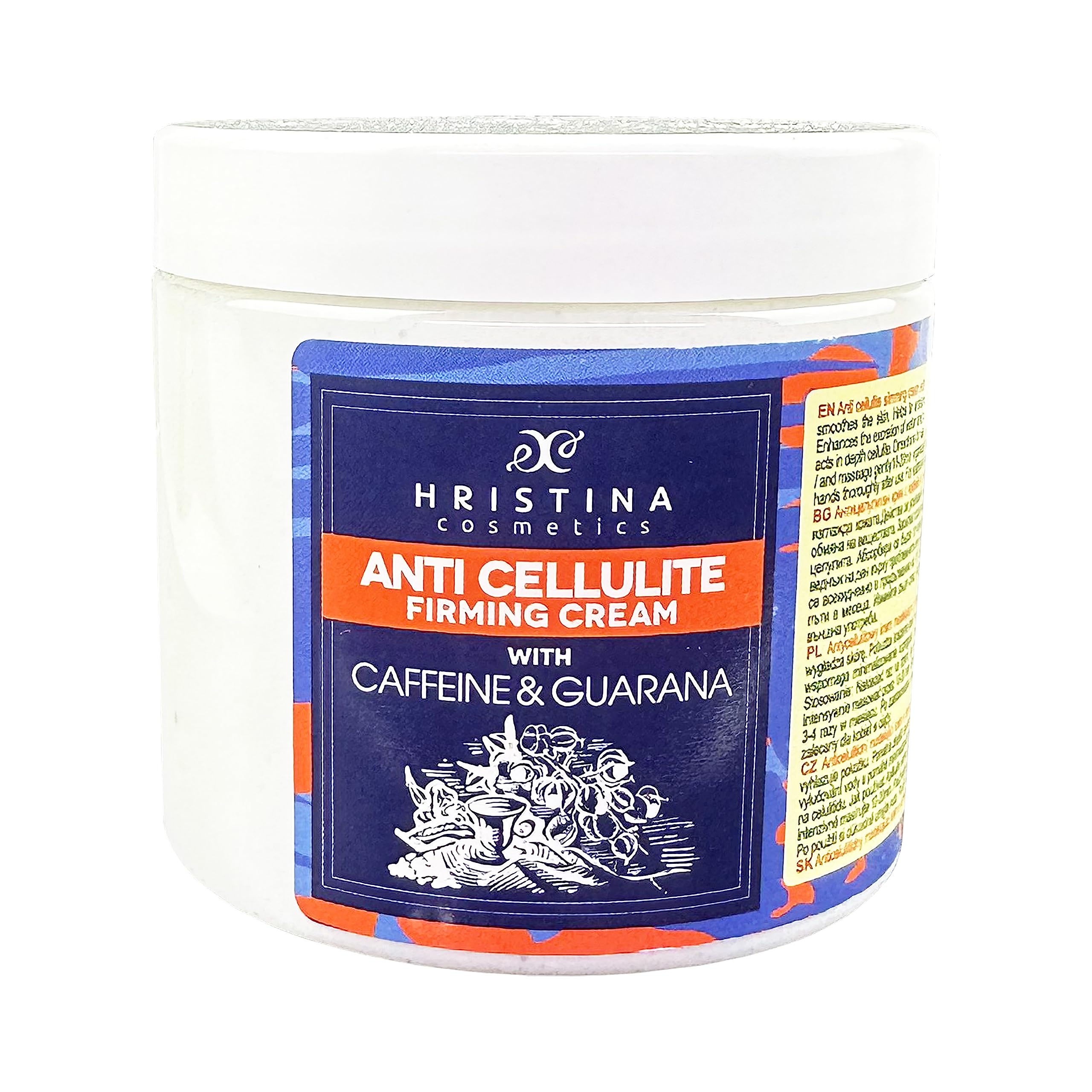 Anti-cellulite cream with caffeine and guarana | Removes cellulite, firms, tones, perfect for anti-cellulite treatment of legs, buttocks, thighs, belly | 200ml