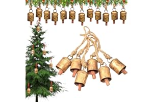 RW REPLICA WAREHOUSE Vintage Rustic Decorative Harmony Bells, Set of 6, Jingle Bells with Jute Rope for Christmas Farmhouse Decor