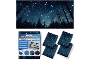 ANGSYLTH 4 Pcs Fluorescent Light Covers - Classroom, Office 4 x 2 Feet Flame Retardant Magnetic Covers for Ceiling Lights Filters (Forests & Starry Sky-2)