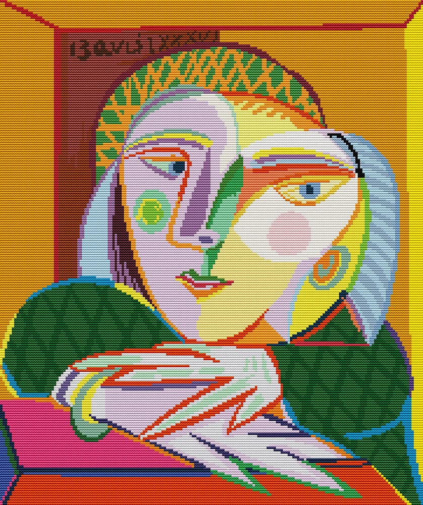 Cross Stitch Kits, Awesocrafts Picasso-Woman by The Window Easy Patterns Cross Stitching Embroidery Kit Supplies Christmas, Counted (Woman, Counted)