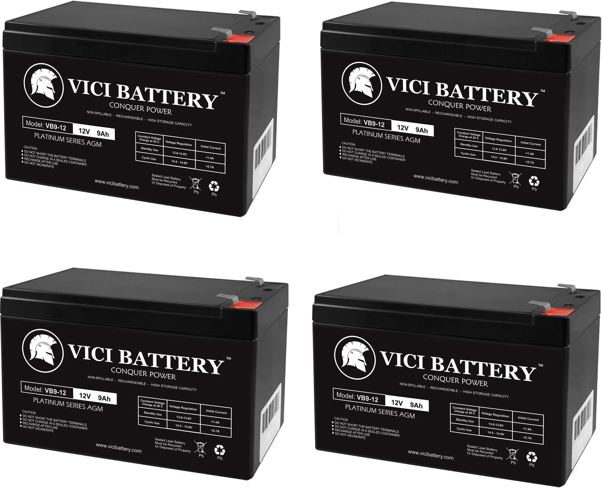 VICI Battery 12V 9Ah Battery Replacement for CSB HC1228W, CSB HRL1234W - 4 Pack Brand Product