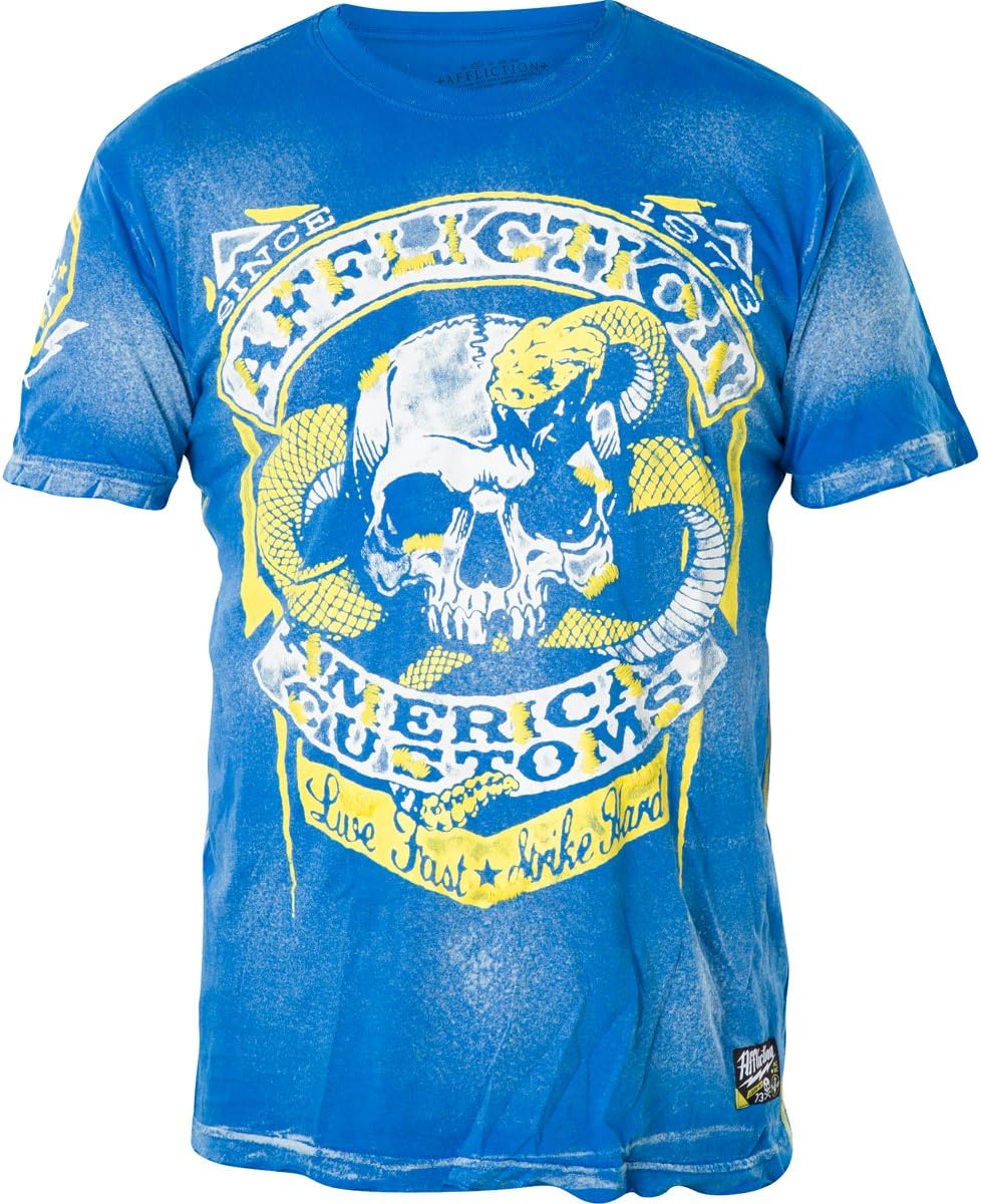 Affliction Men's Venomous Short Sleeve T-shirt Cobalt Blue