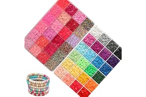 YMSDZHL 8000pcs Clay Bead for Bracelet Making Kit, 48 Colors Spacer Heishi Beads Flat Round Polymer Clay Beads Friendship Bracelet DIY Jewelry Making with Pendant Charms Kits