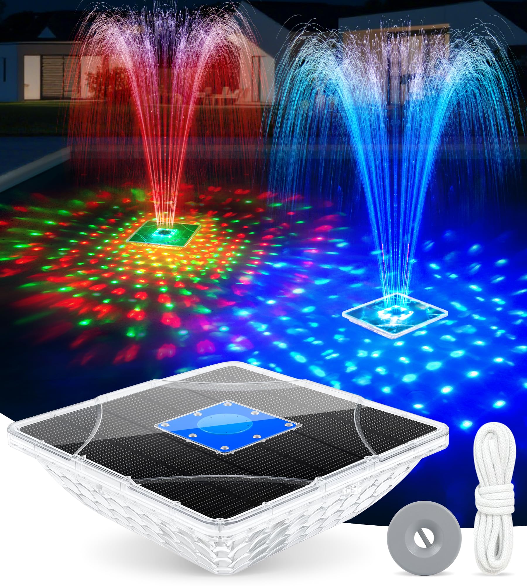 Photo 1 of Solar Pool Fountain with Light Show,2026 Upgraded Large Solar Pool Water Fountain,Floating Pool Fountains for Above Ground Pool,Solar Floating Fountains Pump for Pool Pond-1PK(Dark Blue)