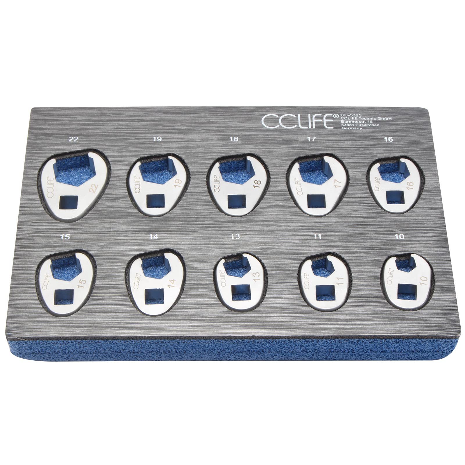 CCLIFE 10-piece Ranunculus Wrench Ranunculus Wrench Socket 3/8” | 10-22 mm, Alloy Steel