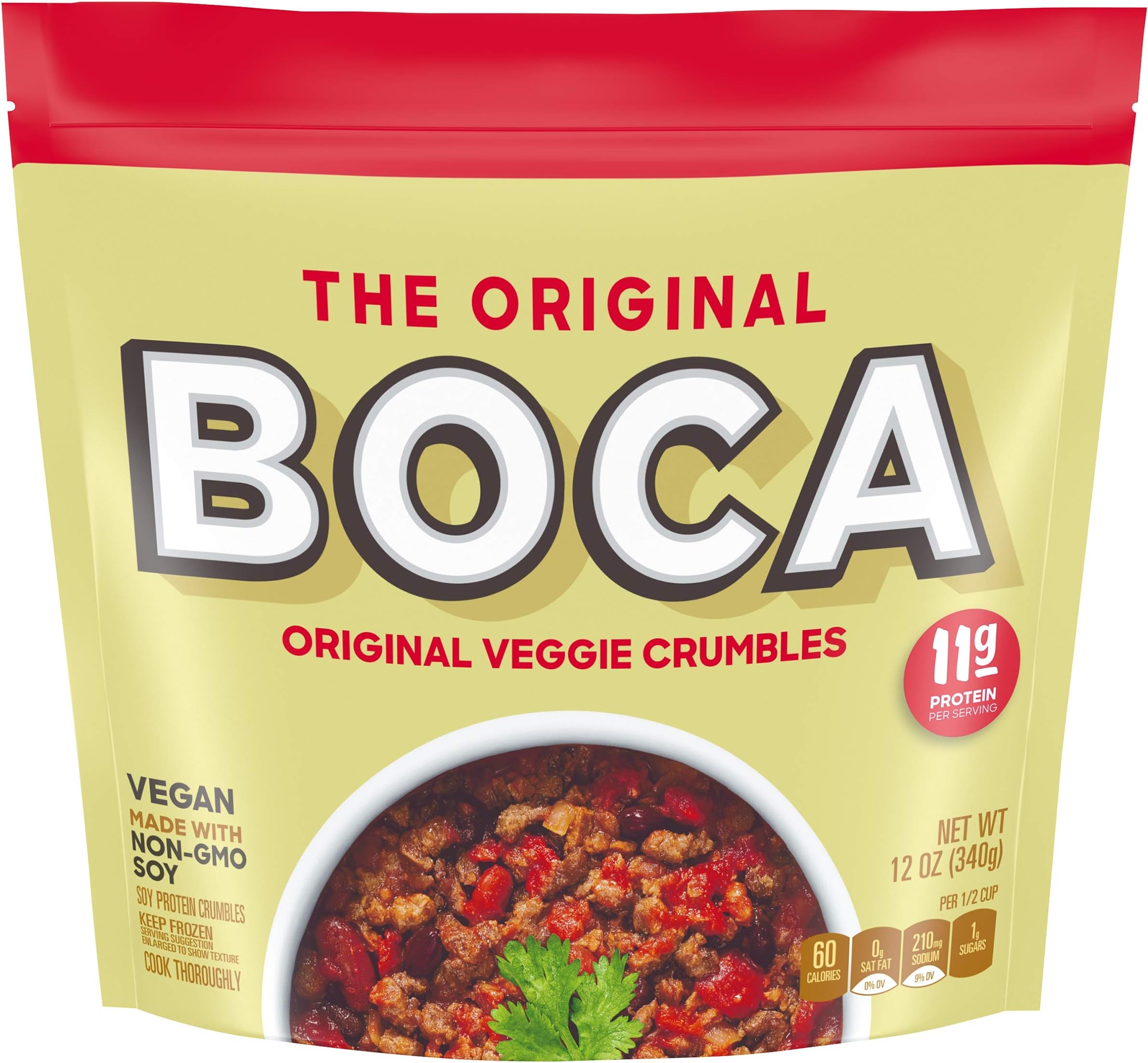 Original Vegan Veggie Crumbles with Non-GMO Soy (12 oz Bag)