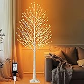 6FT Lighted Birch Tree with 144 LED Lights, Artificial Light Up Tree, Decorative Light Trees for Indoor Home Decor, Wedding Party, Christmas Holiday Floor Lamp