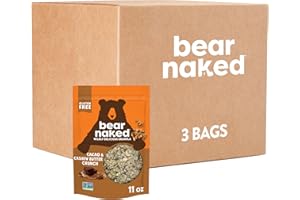 Bear Naked Granola Cereal, Whole Grain Granola, Breakfast Snacks, Cacao and Cashew Butter Crunch (3 Bags)