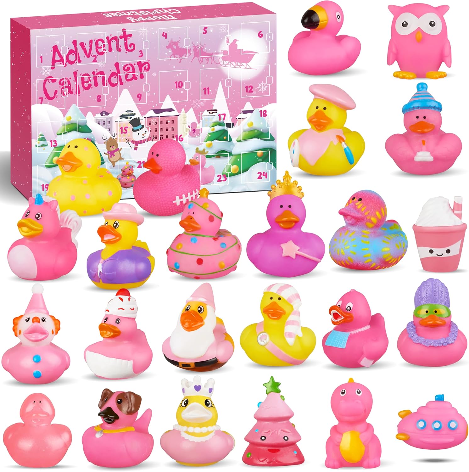 Advent Calendars - Rubber Duck Advent Calendar 2023, 24 Days of Countdown Christmas Gifts for Girls, Toddlers 1, 2, 3, 4 Year Old, 4-12 Kids, Adults, Duckie Bath Toys for Baby Shower Party Favors, Advent Calendars 2023