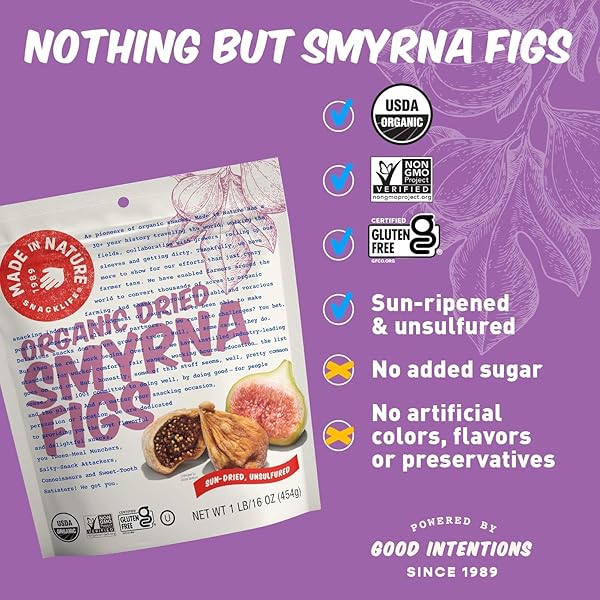 MADE IN NATURE ORGANIC DRIED TURKISH SMYRNA FIGS, 40 OUNCE (PACK OF 1) – VEGAN SNACK, NON-GMO, UNSULFURED, GLUTEN FREE, KOSHER