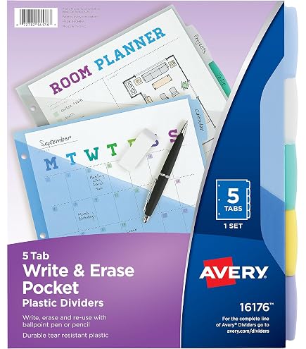 Amazon.com : Avery Plastic Dividers, Insertable Big Tab, 5-Tab