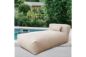 OPEAK Outdoor Bean Bed Chair Sun Lounger, Outdoor Couch Sofa for Patio & Pool, Foam Filling Day Bed Furniture, Comfy Lazy Sofa for Outside, Water-Resistant Seating Lounge Chair, Light Beige
