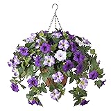 Ammyoo Artificial Hanging Fake Flowers with Basket