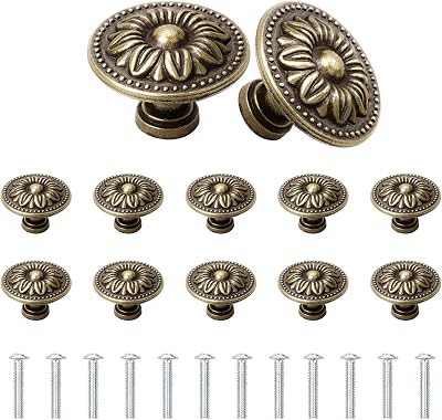 YSDMY 12 Pcs Antique Bronze Cabinet Knobs 30mm Zinc Alloy Vintage Hardware