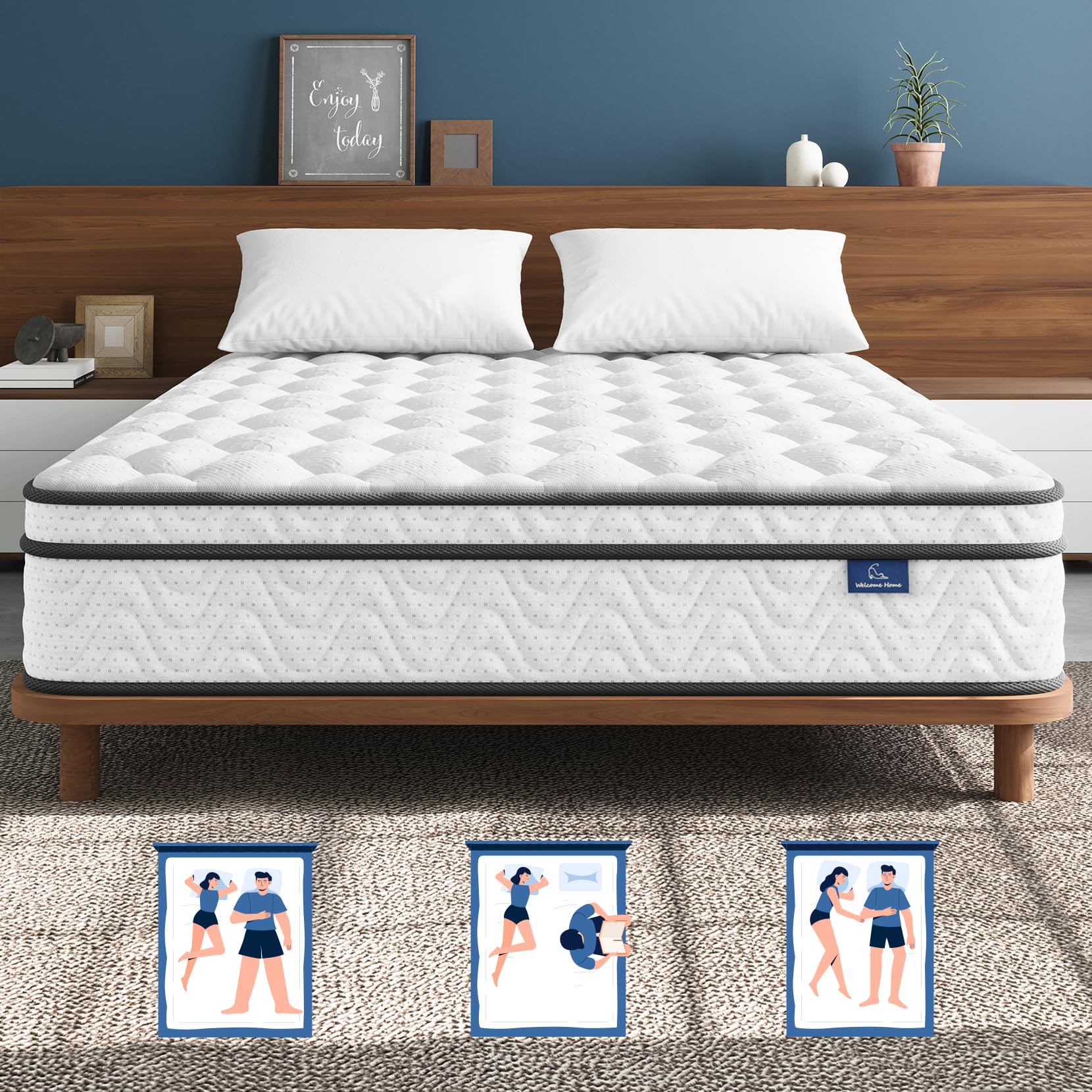 Photo 1 of Vesgantti Full Mattress 10 Inch, Fiberglass-Free | Cool Sleep Hybrid Double Mattress in a Box - Memory Foam & Pocket Springs, Ergonomic Design, Pressure Relief, Medium Firm Feel, 54"×75"×10"