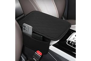 frani Car Center Console Cover,Leather Car Armrest Cover with 2 Storage Bags,Universal Car Arm Rest Cover,Car Interior Accessories Protector for Most Vehicle Black