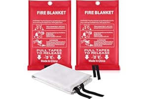 Mata Leon Fire Blankets Fiberglass Retardant Blanket - 3.3x3.3ft Square Fire Suppression Tool Emergency Survival Kit Durable for Accidental Safety for Home Office Fireplace Car Kitchen(2 Packs)