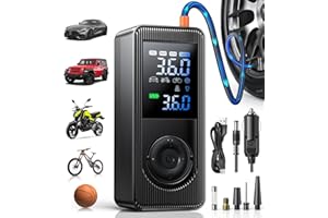 XEITIN Tire Inflator Portable Air Compressor - 150 PSI 4X Fast Inflation Rechargeable Battery & 12V DC Adapter Powered Air Pump for Car Bike Motorcycle Tires Balls with LCD Display, LED Light Christmas Gift