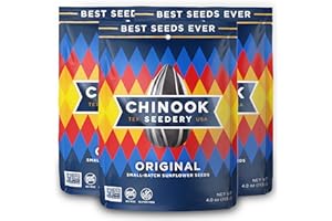 Chinook Seedery Roasted Sunflower Seeds - Jumbo Seeds Keto Snacks - Best For Snack Packs - Gluten Free, Non GMO Snack Food Gifts - 4 Ounce (Pack of 3) - Original Flavor Pack