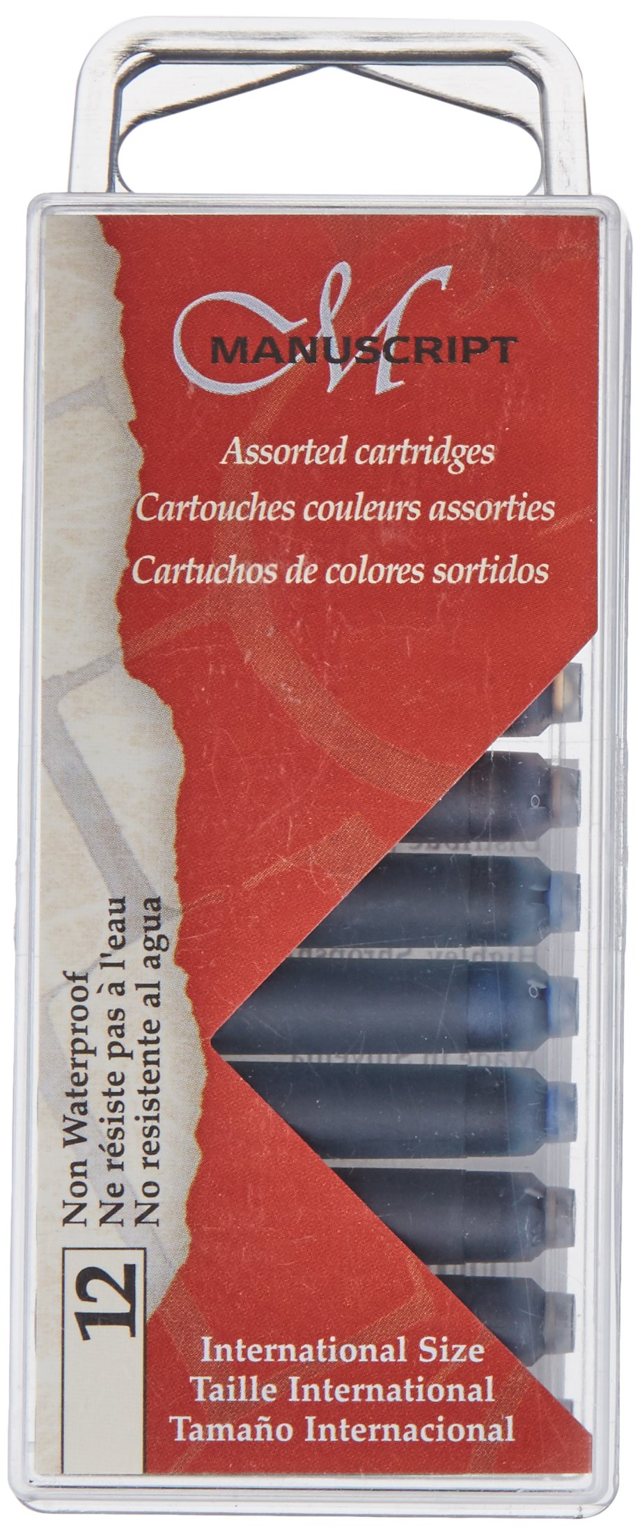 Pack Of 12 Assorted Coloured Fountain Pen Ink Cartridge Refills