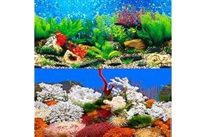 ELEBOX New 15.7" x 40" Fish Tank Background 2 Sided River Bed & Lake Background Aquarium