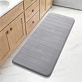 Yimobra Bathroom Runner 55"x24", Non Slip Memory Foam Bath Mat, Super Soft Water Absorbent Hallway Carpet, Machine Washable Rug for Vanity Tub Shower, Gray