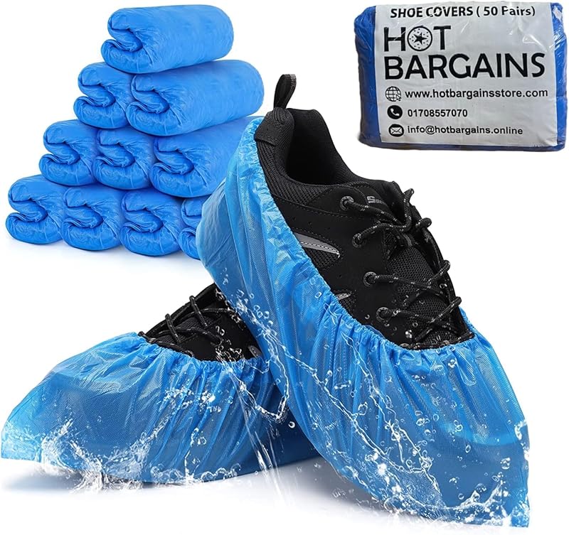 HOT BARGAINS Disposable Shoes Covers 500 Pack Waterproof Non Slip One Size