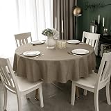 WELTRXE Round Table Cloth 180cm Dark Linen Faux Linen Water Resistant view 6