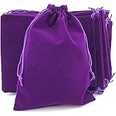 Palmhomee Pack of 12 7x9 Inch Velvet Drawstring Bags Gift Bag Velvet Pouch For Jewelry Wedding and Party Favor (Purple)