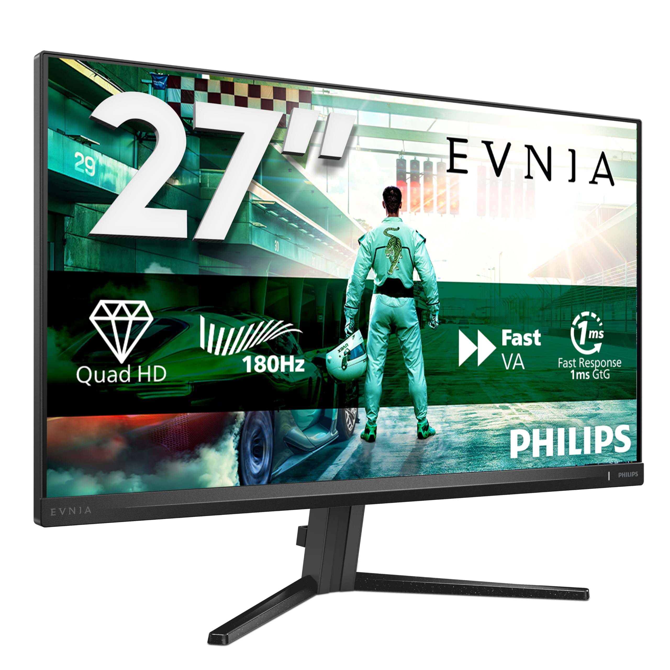 Philips 27M2N3500AM 27 inch WQHD Gaming Monitor 180Hz, Fast VA Panel, 0.5ms MPRT, Adaptive Sync, HDR10, FreeSync Premium, (2560x1440 HDMI 2x 2.0 DP 1x 1.4 ) Dark grey