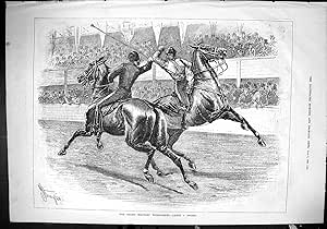 Impresión Antigua de Divertirse Noticias Dramáticas 1880 Caballos