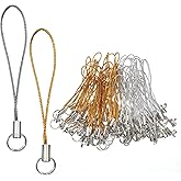 Gtziqa 100 Pcs Phone Charm Strap with Split Ring, 58 mm Keychain String Split Ring Cords Polyester Lanyard String for Cellphone Charm USB Drive MP3 Keychain DIY Decorations