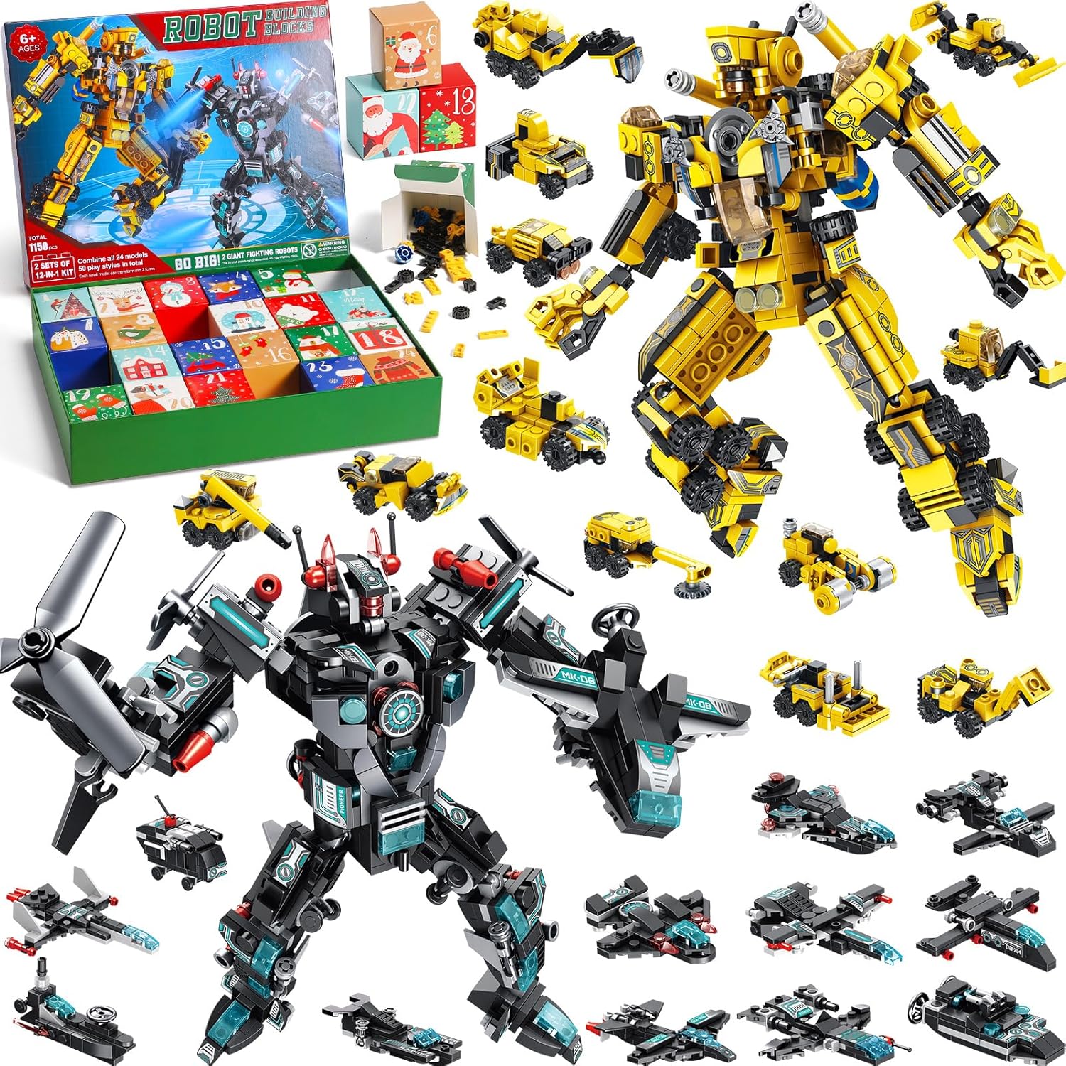 Advent Calendars - Partylamb Advent Calendar 2023 Boys, 24 Days STEM Robot Building Blocks Christmas Countdown Calendar Gifts Box, 25-In-1 Construction Truck Engineering Vehicles Bricks Toy Kit for for Kids Teens Age 6+