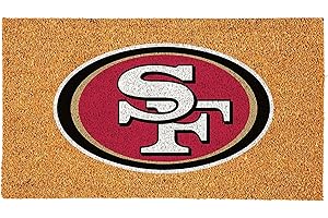 TEAM SPORTS AMERICA NFL San Francisco 49ers Natural Coir Doormat, Official Full Color Team Logo, 28 x 16 Inches, Non Slip Back, Front Door Welcome Floor Mats, Indoor Outdoor Entrance Home Décor