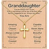 BxkSky Cross Necklace for Granddaughter/Daughter/Niece, Baptism Christmas Confirmation Valentines Easter Birthday Gifts for Girls Teens